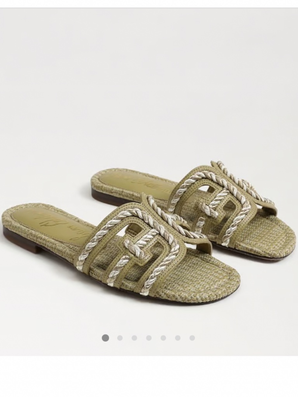 NWT Sam Edelman Sandal Bay Multi Twist Sage Faux Raffia Slide Slip On Sandal 9